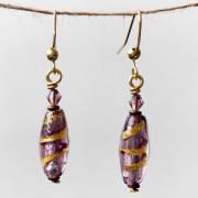 Purple & Gold Lampwork Beaded Earrings